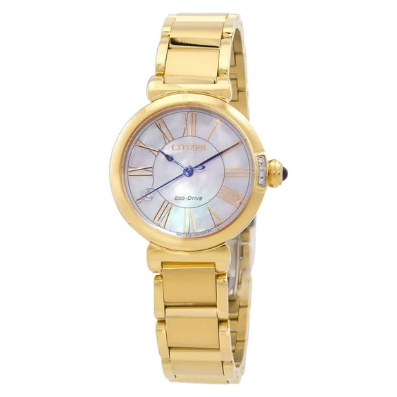 Citizen Eco-Drive L Mae Women's Diamond Gold Tone PVD Watch EM1062-57D