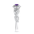 thumbnail image 3 of Rosec Jewels Amethyst Floral Ring with Diamond for Women - Nature Inspired Ring (AAA Quality), 14K White Gold, US 10.50, 3 of 8