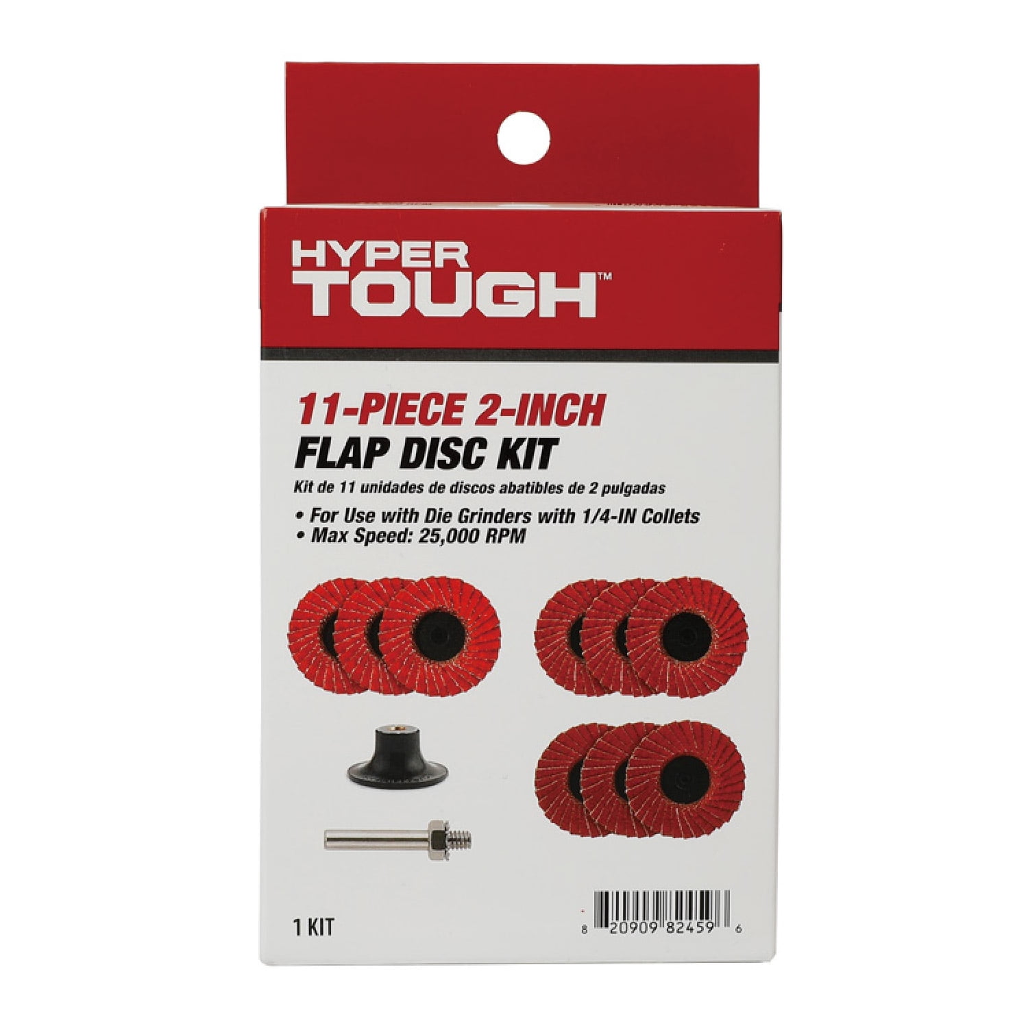 Hyper Tough 11-Piece 2-inch Mini Flap Disc Set with 36, 60, 80 Grit Discs