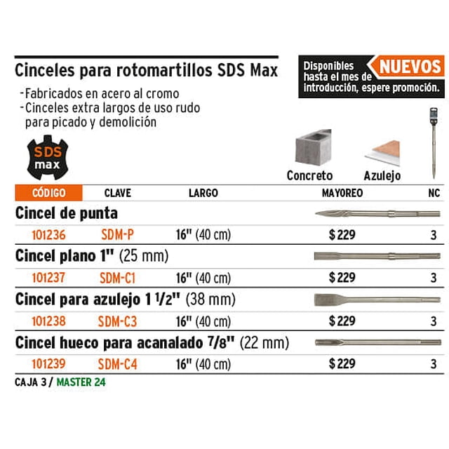 Cincel punta SDS max 16'