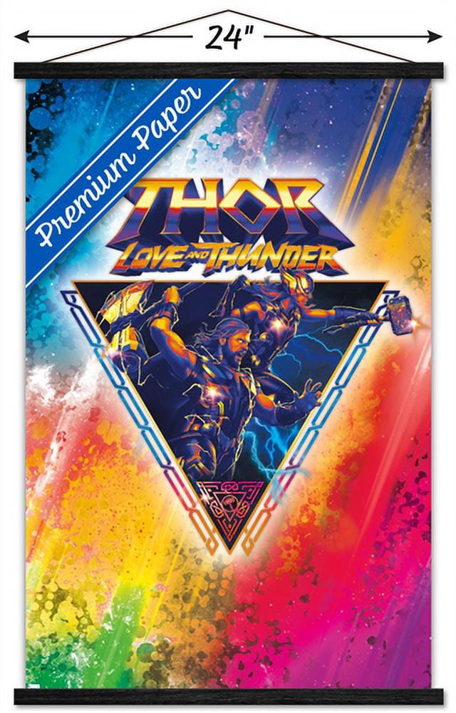 Marvel Thor: Love and Thunder - Rainbow Splatter Wall Poster with Magnetic Frame, 22.375" x 34"