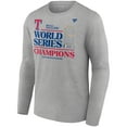 thumbnail image 2 of Men's Fanatics Heather Gray Texas Rangers 2023 World Series Champions Locker Room Long Sleeve T-Shirt, 2 of 3