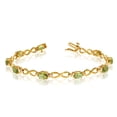 thumbnail image 1 of 14K Yellow Gold Oval Peridot Stones And Diamonds Infinity Tennis Bracelet, 7", 1 of 1