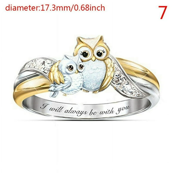 ”I Will Always Be With You”Parent Child Owl Mother Child Family Ring