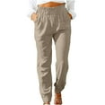 thumbnail image 2 of Lilgiuy Fashion Women Summer Casual Loose Cotton And Linen Pocket Solid Trousers Pants Cooling Tactical Hiking Pants, 2 of 5