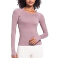thumbnail image 4 of Sevevn Women's Casual Fashion Solid Color Sports Yoga Quick Drying Long Sleeved Top Pink XL Family Gifts, 4 of 7