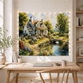 thumbnail image 5 of Charming Rustic Cottage with Stone Bridge in Meadow, Serene Watercolor for Cottagecore Fans, Pastoral Wall Art Decor, Housewarming Gift Tapestry Wall Hanging for Bedroom and Living Room, 5 of 7