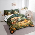 thumbnail image 2 of Catabedysis Happy Camping 7 Pieces Full Size Bedding Sets For Girls,Cute Floral Camper Print Full Size Bed in a Bag,Multicolor,Polkadot Reversible, 2 of 7