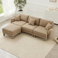 thumbnail image 4 of Boucle Fabric Convertible L Shape Sectional 3-seater Sofa Couch With Distinctive Shell-shaped Armrests And Removable Ottoman,Cylindrical Legs Wrapped with Self-fabric,Coffee Color, 4 of 9