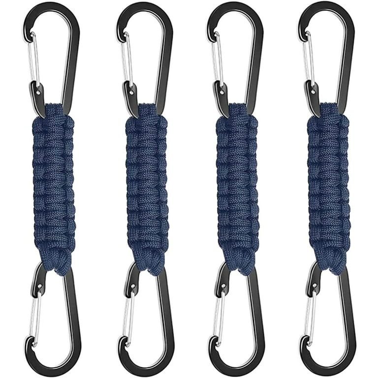 Heavy Duty Paracord Keychain with Carabiner - 4 Pack Braided Lanyard Key  Chain for Water Bottle Holder Backpack Men Women B-blue 