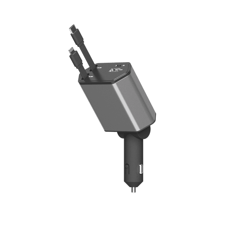 cigarette lighter to lightning adapter Gems 4-in-1 Retractable Car Charger Adapter with USB-C & Lightning Cables, Cigarette  Lighter Phone Charger