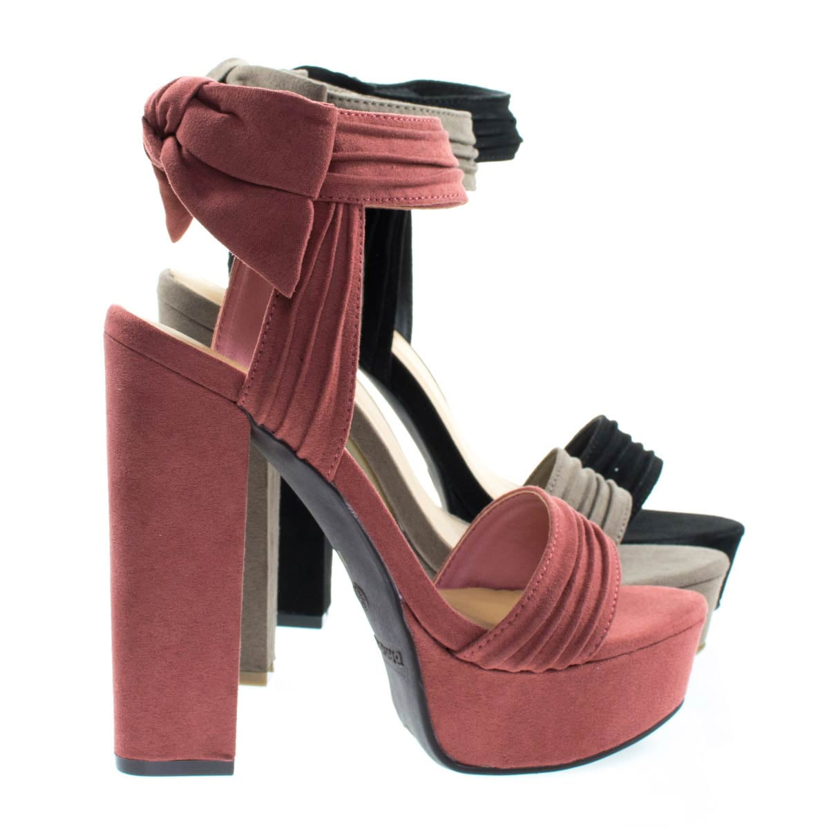 bamboo block heel sandals