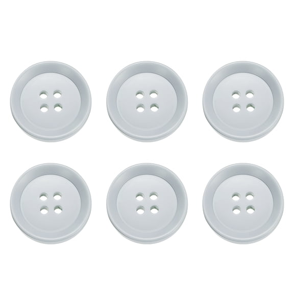 Uxcell 6pcs Sewing Button 25m 4 Holes Resin Round Craft Buttons, White Grey