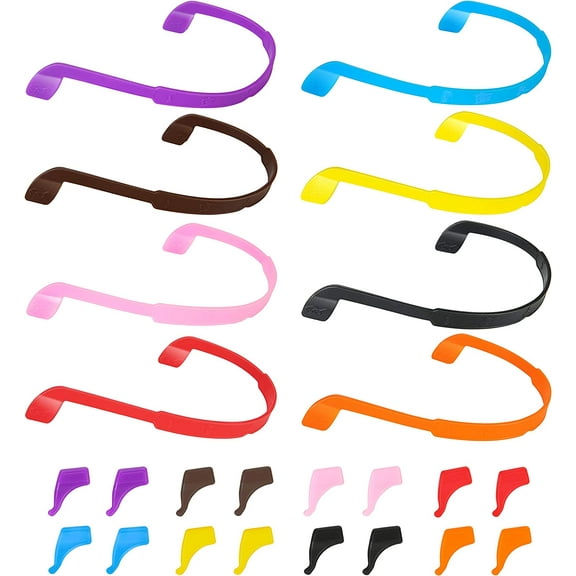 8 Pack Glasses Strap, Kids Eyeglasses Sunglasses Strap Glasses Band Holder Eyewear Retainer, Silicone Elastic Sports Toddlers Glasses Strap with Ear Grip Hooks, 8 Colors