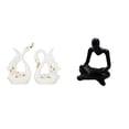 thumbnail image 1 of Elegante conjunto de esculturas de cisne y pensador abstracto de cerámica para decoración de estantería, armario o escritorio en la sala de estar. Ado, 1 of 8