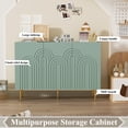 thumbnail image 5 of HLR 47" Modern Wood Accent Storage Cabinet with Relief Patterned 3 Doors Buffet Cabinet, Green, 5 of 9