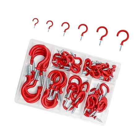 Geemin 70pc Plastic Coated Iron Screw Hooks set High Weight Capacity Hanging Hardware
