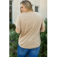 thumbnail image 2 of Plus Size Women's Khaki Checkerboard Short Batwing Sleeve Round Neck T-Shirt | [ZhiHiMeRi] | (US 14W-16W)1X, 2 of 12