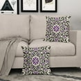 thumbnail image 3 of Black Purple Boho Pillow Covers 16x16 Inch Bohemian Ethnic Carpet Style Vintage Flower Print Decorative Throw Pillows Outdoor Linen Square Cushion Case Farmhouse Decor for Sofa Bed Set of 2, 3 of 6