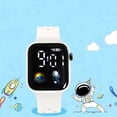 thumbnail image 5 of NovaStitch Square Large Screen Silicone Strap Digital Watch, Electronic Wristwatch with Time Year Display, Casual Sport Wrist Watch for Teens - White, 5 of 7