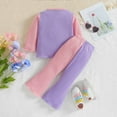 thumbnail image 4 of Sngxgn Toddler Baby Girls Clothes Set Long Sleeve T-Shirt and Pants Kids 2pcs Outfits(Purple,100), 4 of 6
