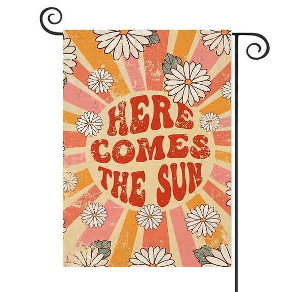 DMERBYL Summer Garden Flags 12x18 Inch Double Sided, Watercolor Daisies Here Comes The Sun Yard Decoration, Small Seasonal Outside Decor for Spring Outdoor Farmhouse Holiday