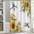 thumbnail image 3 of Shower Curtains for Bathroom-72"x84",Watercolor Sunflower Hummingbird Waterproof Bath Curtain Grommet Shower Curtain Set with Hooks,Spring Floral Plant Leaves Washable Bath Accessories, 3 of 7