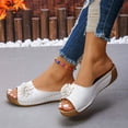 thumbnail image 6 of Slippers for Women,Stylish Opentoe Wedges With Leather Top And Flower Slippers Are Comfortable Shoes With Temperament,Womens Slippers,White,8.5, 6 of 7