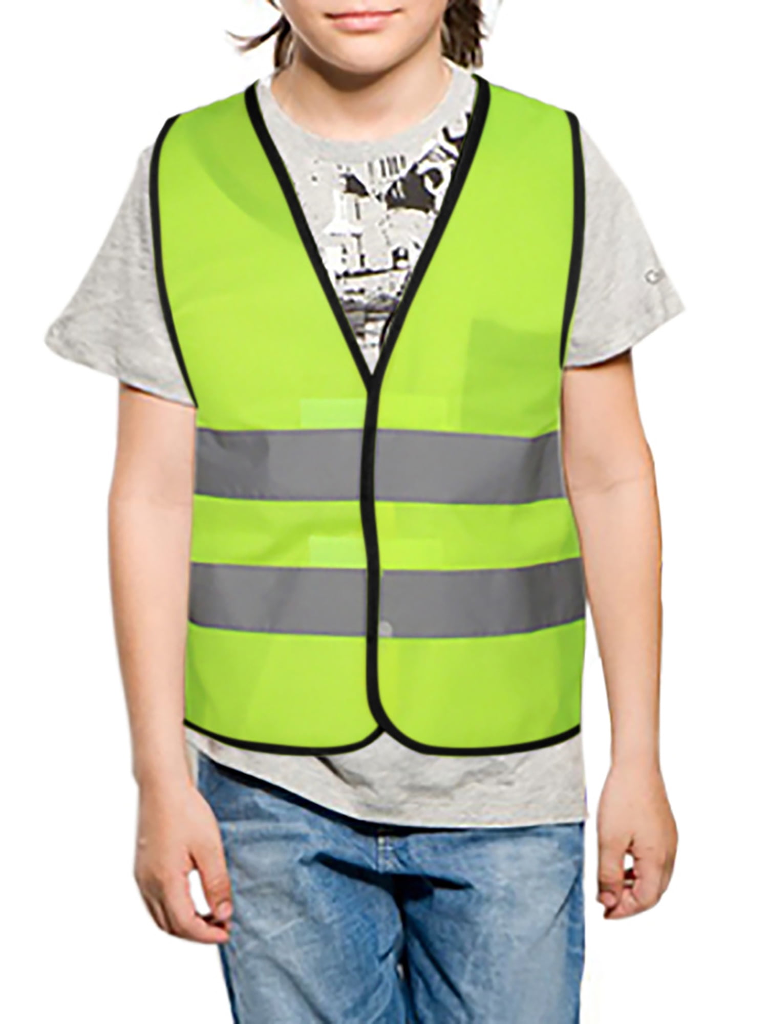 FINELOOK Children Reflective Vest for Crossing Road, Florescent Green