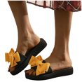thumbnail image 4 of Women's Summer New One-line Rhinestone Pearl Over Flat Sandals Sandals for Women Yellow 37, 4 of 6