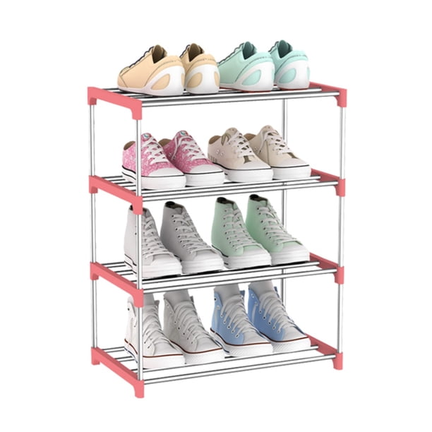 Bearachild Zapatero de 4 niveles, organizador de zapatos de acero inoxidable multicapa, estante de almacenamiento para puerta de entrada, azul Almacenamiento y organización del hogar rosado 4 capas Bearachild HA003484-05