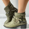 thumbnail image 2 of Joykidd Motorcycle Ankle Boots For Women Chunky Block Heel Short Booties Buckle Studded Gothic Moto Riding Boots with Side Zip for Casual Outings Daily Work, 2 of 6