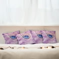 thumbnail image 4 of Ambesonne Feather Throw Pillow Cover 4 Pack, Close up Peacock Plume, 18", Multicolor, 4 of 5