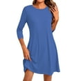 thumbnail image 2 of LISTHA Women's 3/4 Sleeve A-line and Flare Midi Long Dress Blue 2XL, 2 of 6