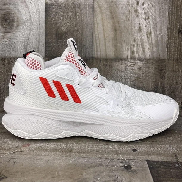 Ad-id-as DAME 8 Damian Lillard White Red Basketball Shoes GY0384 Men's Size 6.5