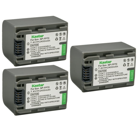 Kastar 3-Pack NP-FP70 / NP-FP71 Battery Replacement for Sony NP-FP30, NP-FP50 NP-FP51, NP-FP60, NP-FP70 NP-FP71, NP-FP90 NP-FP91 Battery, BC-TRP/TRH/TRV, BC-VH1, AC-VQH10 Charger
