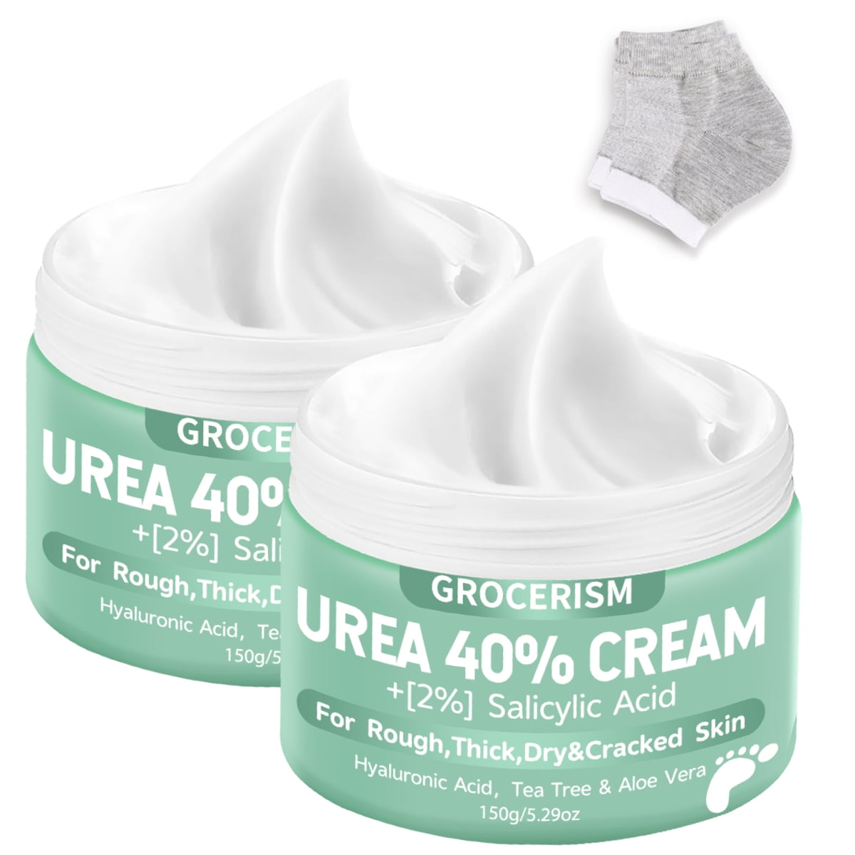 2 Packs Urea Cream 40% Plus 2% Salicylic Acid 5.30 oz || Foot Cream and Hand Cream Maximum Strength with Hyaluronic Acid, Tea Tree, and Aloe Vera for Deep Moisturizes, Callus Re