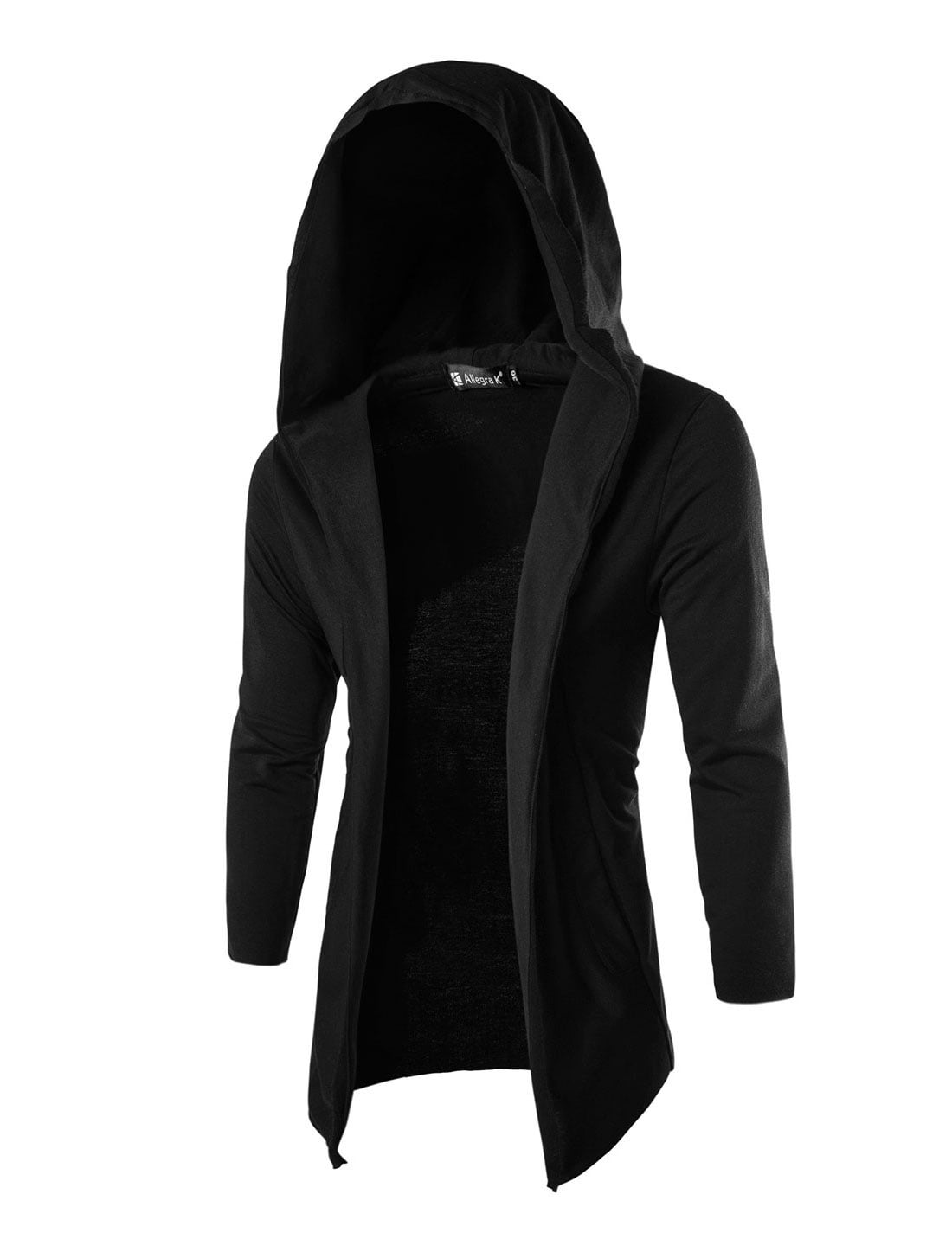 long black hooded cardigan mens