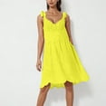thumbnail image 2 of Plus Size Womens Summer Dresses Solid Color V-neck Sleeveless Lace Shoulder Strap Hollow Out Embroidery Waist Dress, 2 of 7