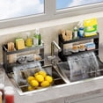 thumbnail image 1 of Over Sink OrganizerKitchen Counter Storage11.42x7.09x3.54in,Stainless Steel Utensil Sponge Holder Rustproof Drying Rack for Home Restaurant(Black), 1 of 8
