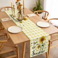 thumbnail image 6 of Sunflowers Cotton Linen Table Runner for Dining Kitchen, Spring Summer Bees Floral Yellow Plaid Wedding Outdoor Party Tablerunners Decoration, Dresser Scarf Coffee Tablecloth Runners 13x90 Inches, 6 of 9
