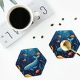 thumbnail image 4 of Sigee Whimsical Underwater Fantasy for Water-Resistant, Heat-Resistant, Non-Slip Leather Coasters Set, Ideal for Coffee Table, Office, Bar, Home Decor-Hexagon, 4 of 6