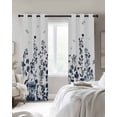 thumbnail image 4 of Blue Botanical Blackout Curtains for Bedroom Living Room Darkening Curtains 90 Inch Dragonfly Flower Leaf Retro Ink Style Black Out Window Curtain Privacy Window Treatment Grommet Drapes 52"x90"x2, 4 of 9