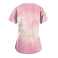 thumbnail image 4 of Womens Heart Printed Animals Nurse Uniforms Scrub Tops for Women, Short Sleeve V Neck Scrub Shirt with Pockets 2025 Pink L, 4 of 5