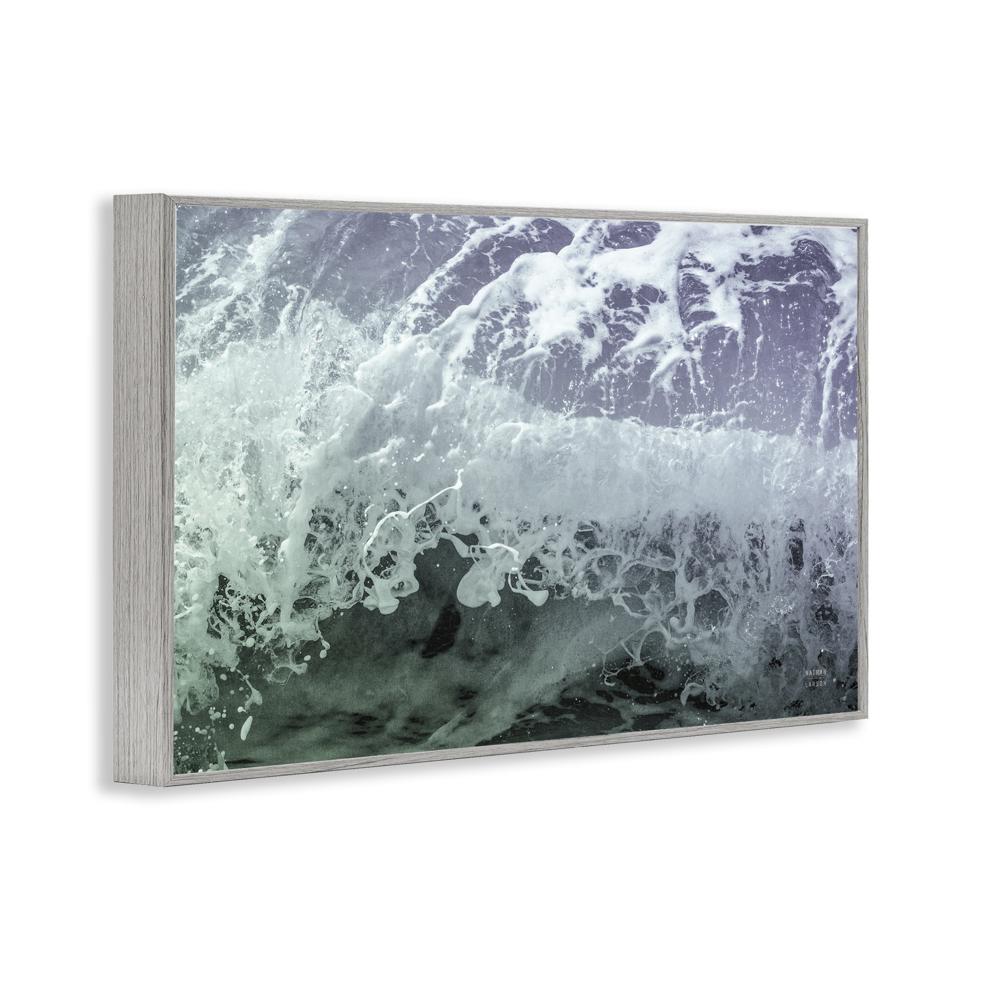 Stupell Industries Splashing Blue Waves Landscape Photography Gray Framed Art Print Wall Art, 30 x 20