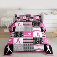 thumbnail image 2 of Feelyou Kids Cartoon Golf Queen Comforter Set, Est Sleep Sports Bedding Sets, Pink Stripes Stars Print Reversible Bedding Comforter Set, Super Cozy Room Decor, 3-Piece, 2 of 8