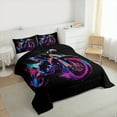 thumbnail image 4 of Manfei Motorcycle Motor Biker Queen Comforter Set,Extreme Speed Sport Bedding Sets,Watercolor Splash Ink Bedding Comforter Set For Children,Luxury Bedroom Decor Reversible,3pcs, 4 of 9