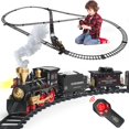 thumbnail image 3 of Train Set for Kids,Remote Control Electric Train Set for Children with Tracks,Steam Locomotive Engine w/Smoke Sound Light Cargo Vehicle,Christmas Bir, 3 of 8