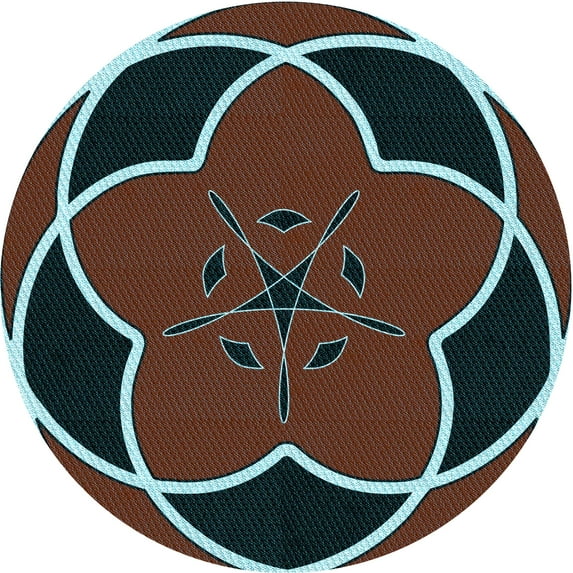 Ahgly Company Indoor Round Patterned Blue Hosta Blue Area Rugs, 6' Round