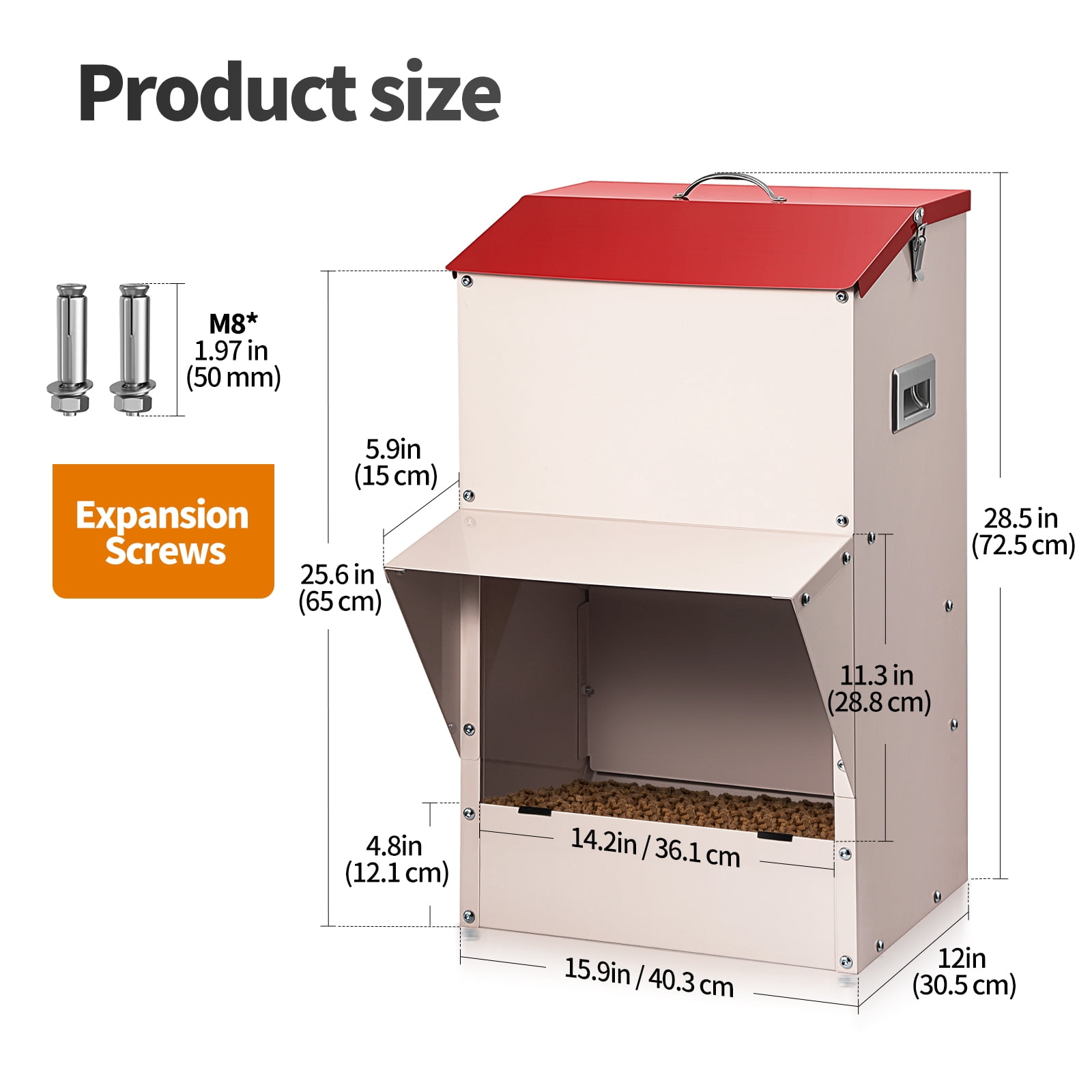 Yonopro Galvanized Automatic Dog Feeder Large Breed Dog Food Dispenser for Large Dogs, 50lbs Weather-Resistant Outdoor Pets Feeder Gravity Food Feeder